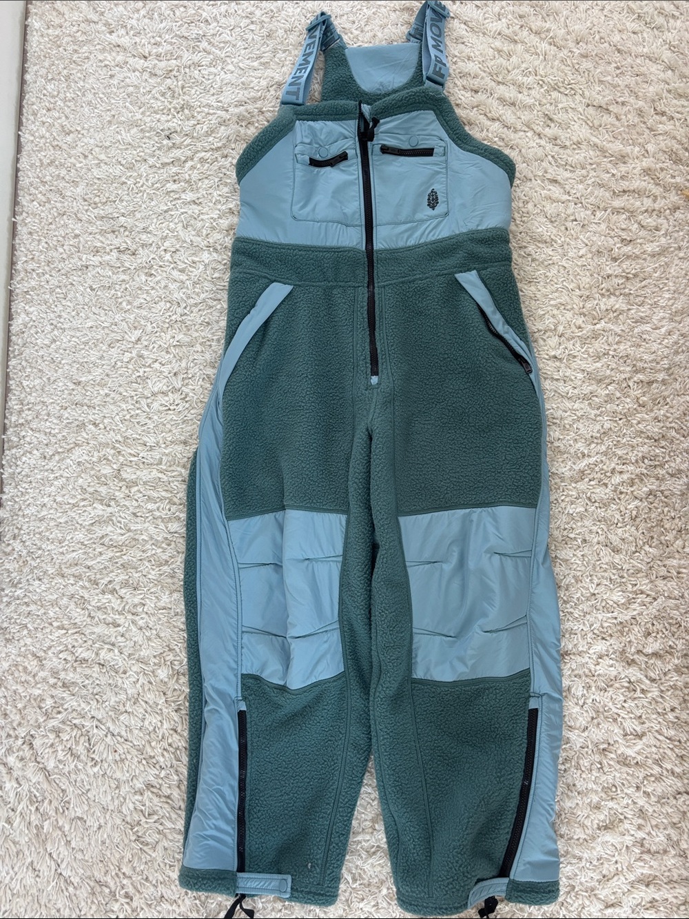 Free People Hit the Slopes High Pile Fleece Snow Bibs